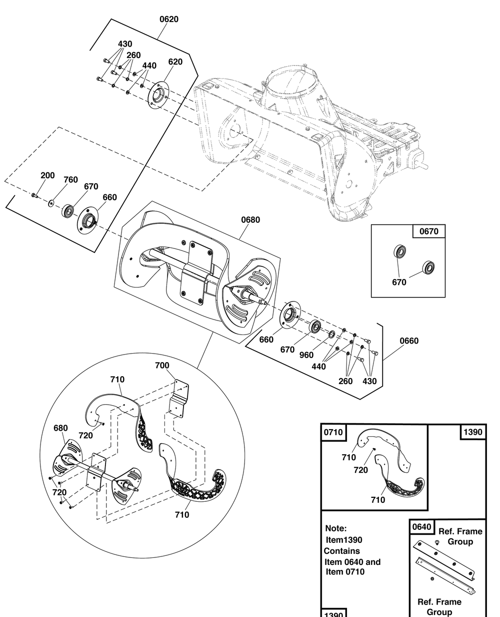 Auger Group Diagram and Parts List for 2019 Briggs and Stratton Snow Blower